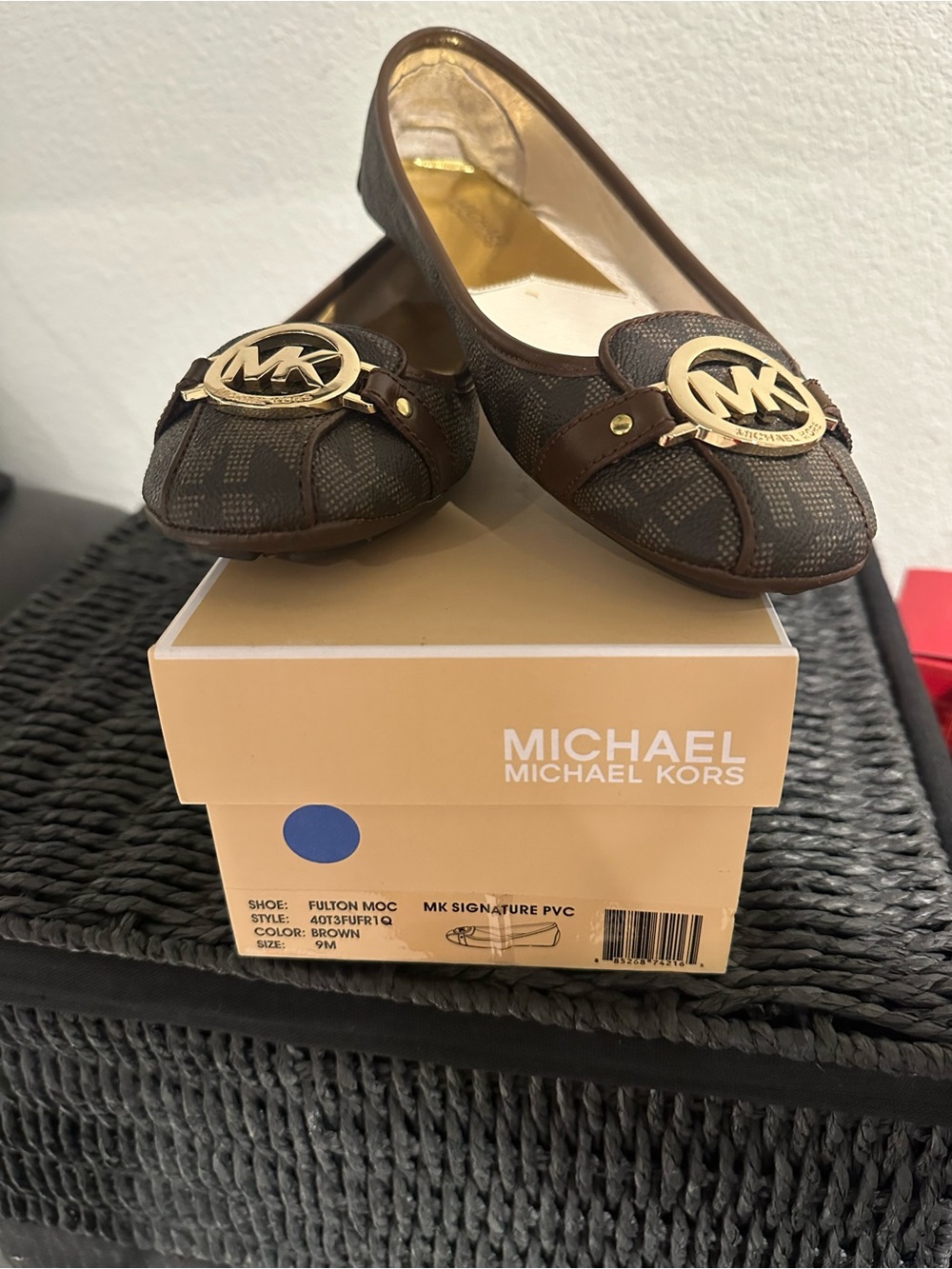 Michael Kors Dark Brown Fulton MK Logo Moccasin Flats